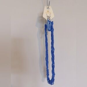 Fashion Jewelry Blue Beaded Necklace and Earring Set